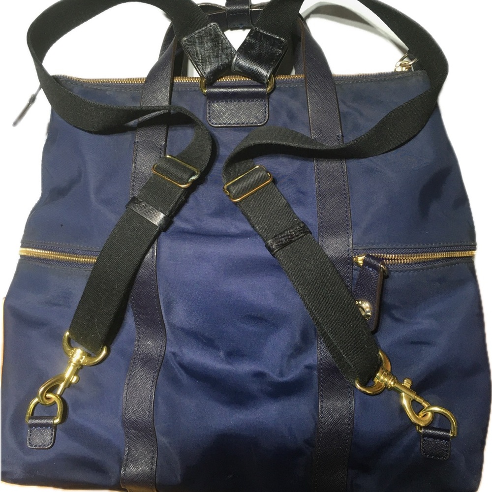 Henri Bendel Jet Set Backpack Sling Back Shoulder Bag Navy Blue - Picture 8 of 16